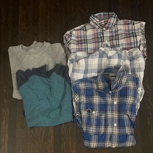 Lot boys GAP size 12 3 flannels, 1 long sleeve thermal gray and long sleeve t